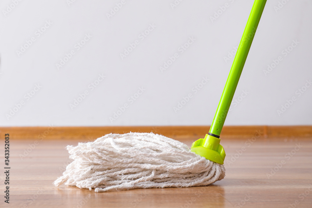 Cleaning of floor with mop