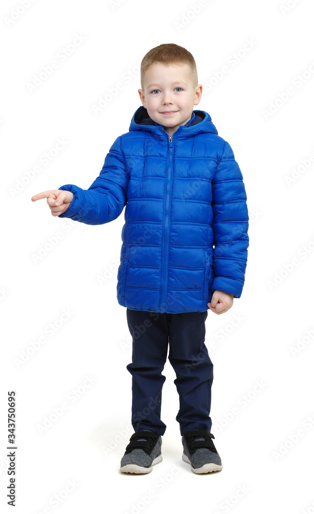 little boy wearing blue a winter jacket