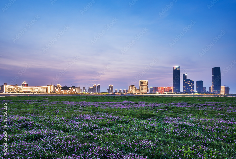 sunset over the city