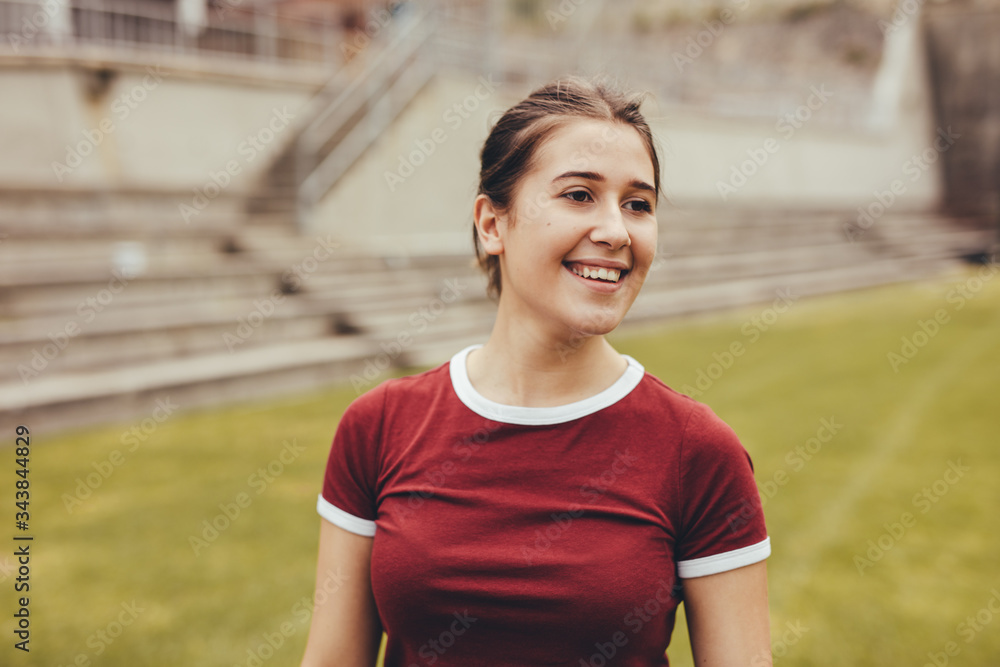 Young girl at high school campus