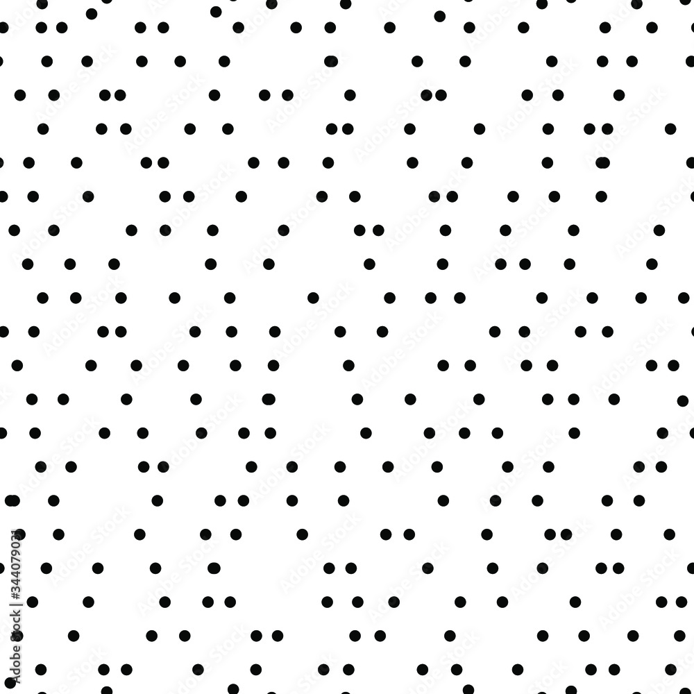 Random scattered dots, abstract black and white background. Seamless vector pattern. Black and white