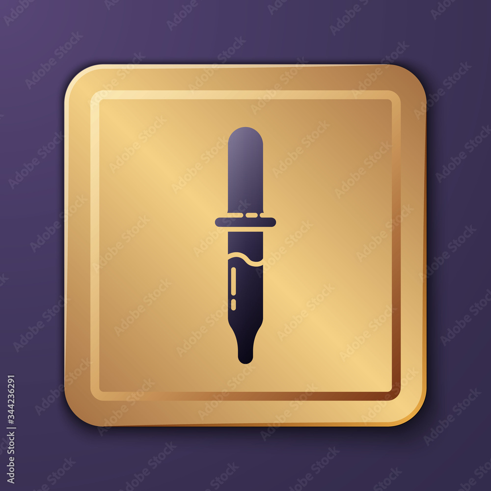 Purple Pipette icon isolated on purple background. Element of medical, chemistry lab equipment. Medi