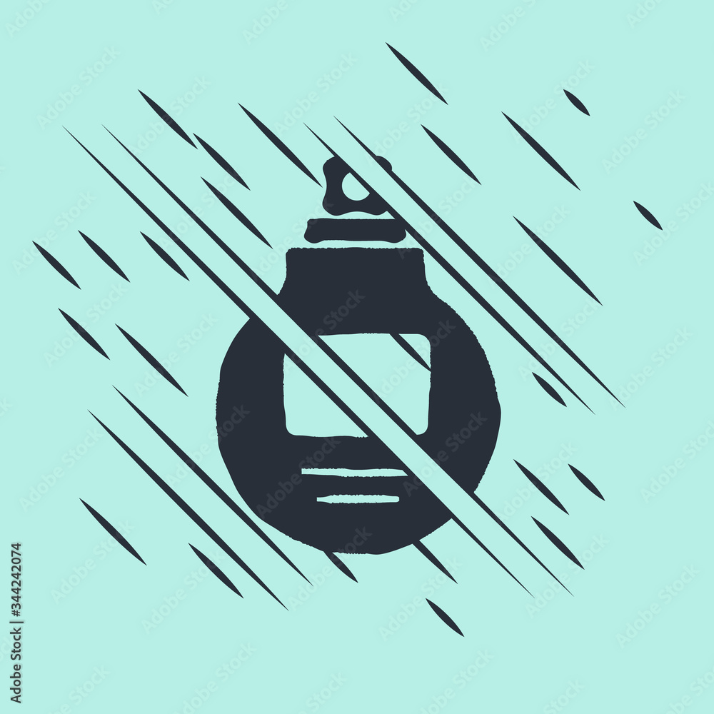 Black Perfume icon isolated on green background. Glitch style. Vector Illustration