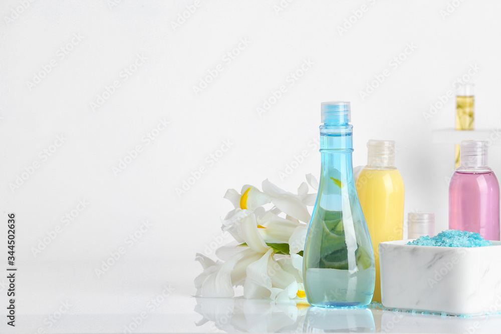 Natural cosmetics on white background