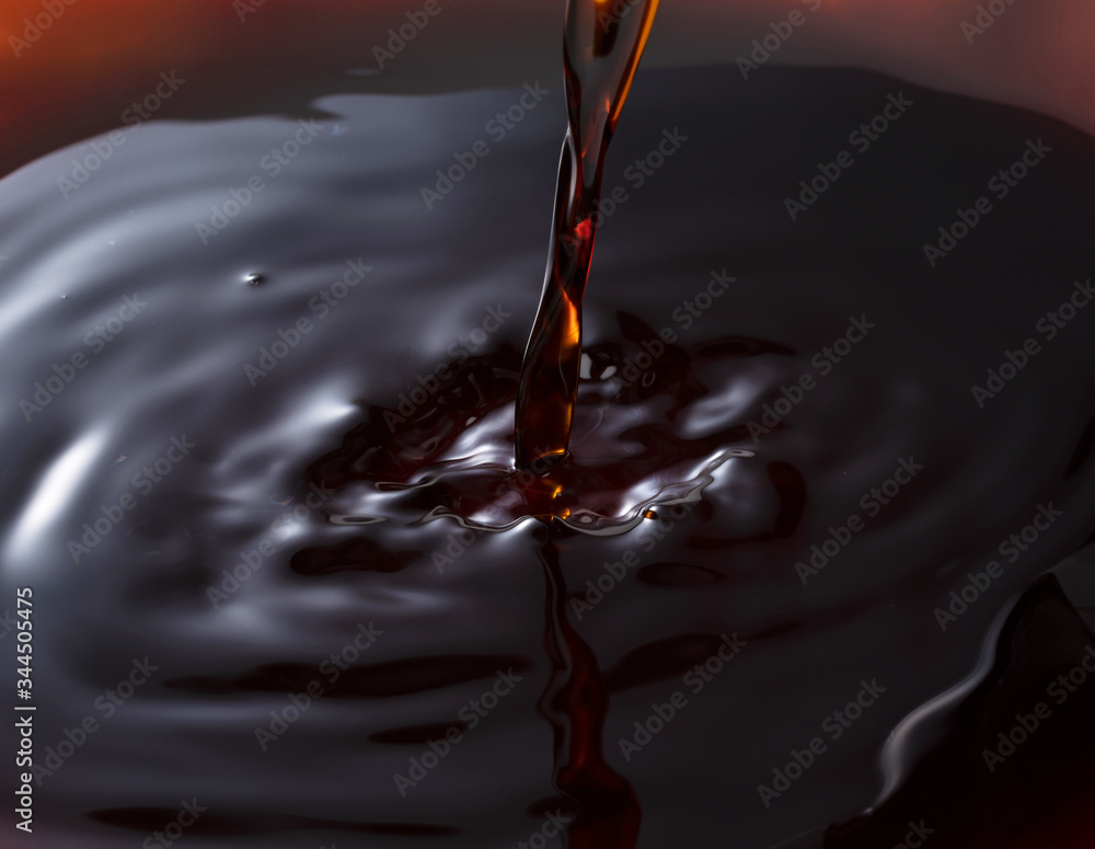 Close-up of flowing Japanese soy sauce