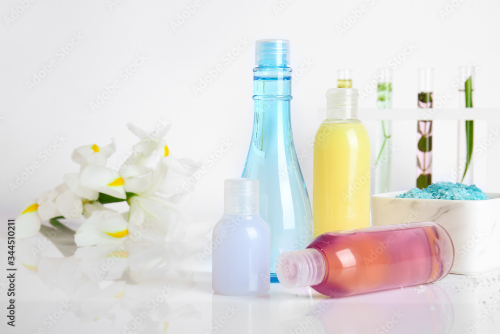 Natural cosmetics on white background