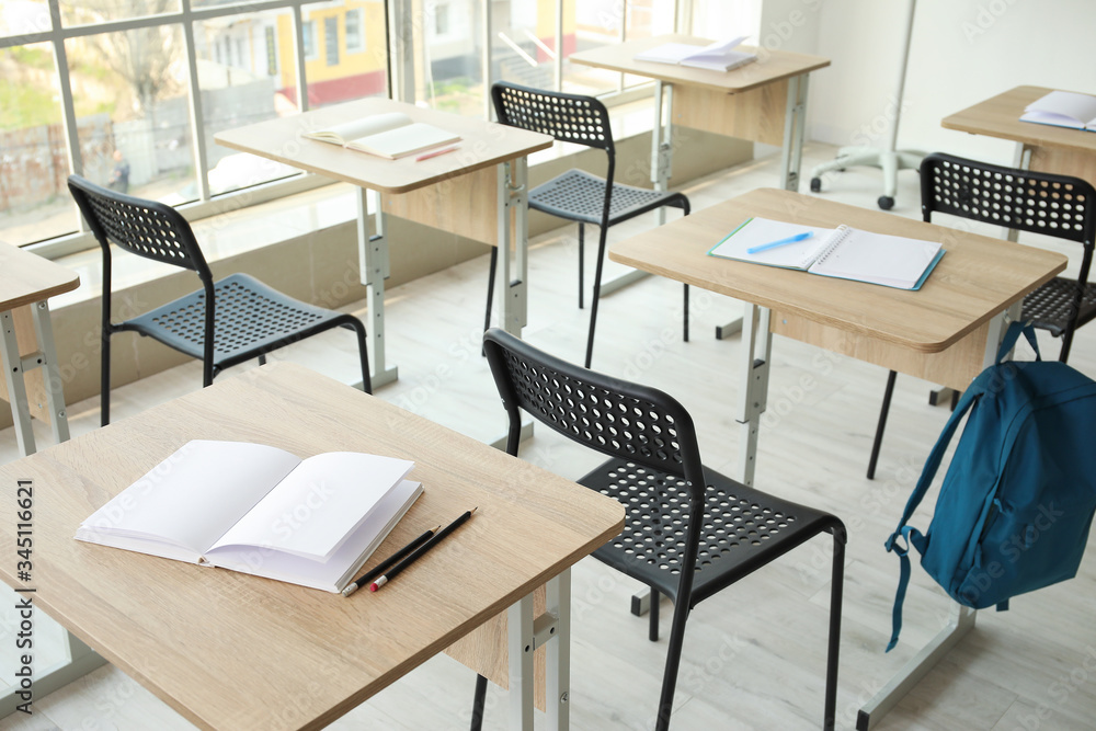 Interior of modern empty classroom