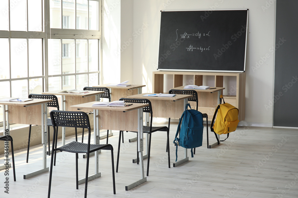 Interior of modern empty classroom