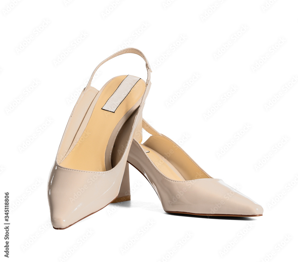 Modern female shoes on white background