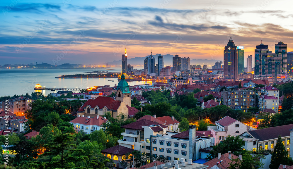 Urban architectural landscape of Qingdao, China..