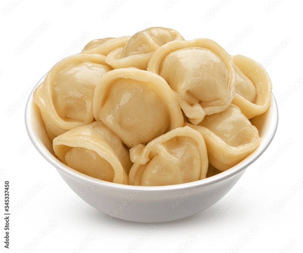 Meat dumplings, pelmeni isolated on white background