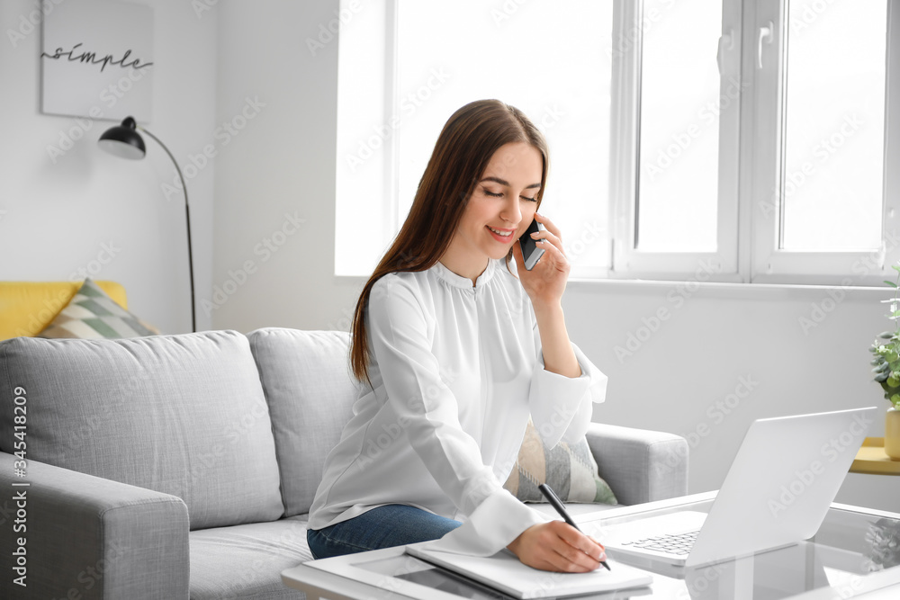 Female technical support agent working at home