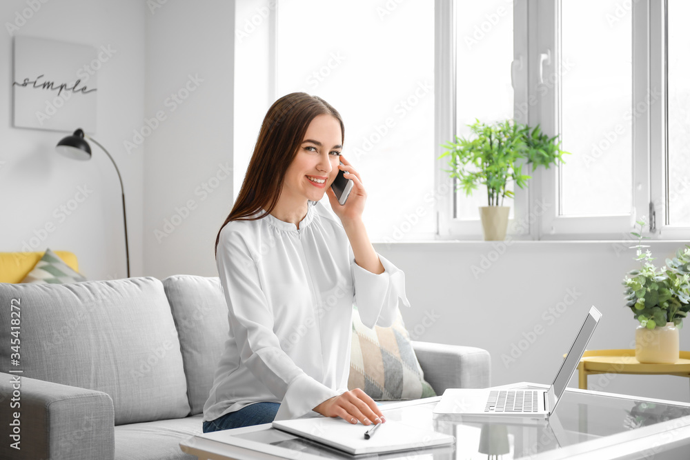 Female technical support agent working at home