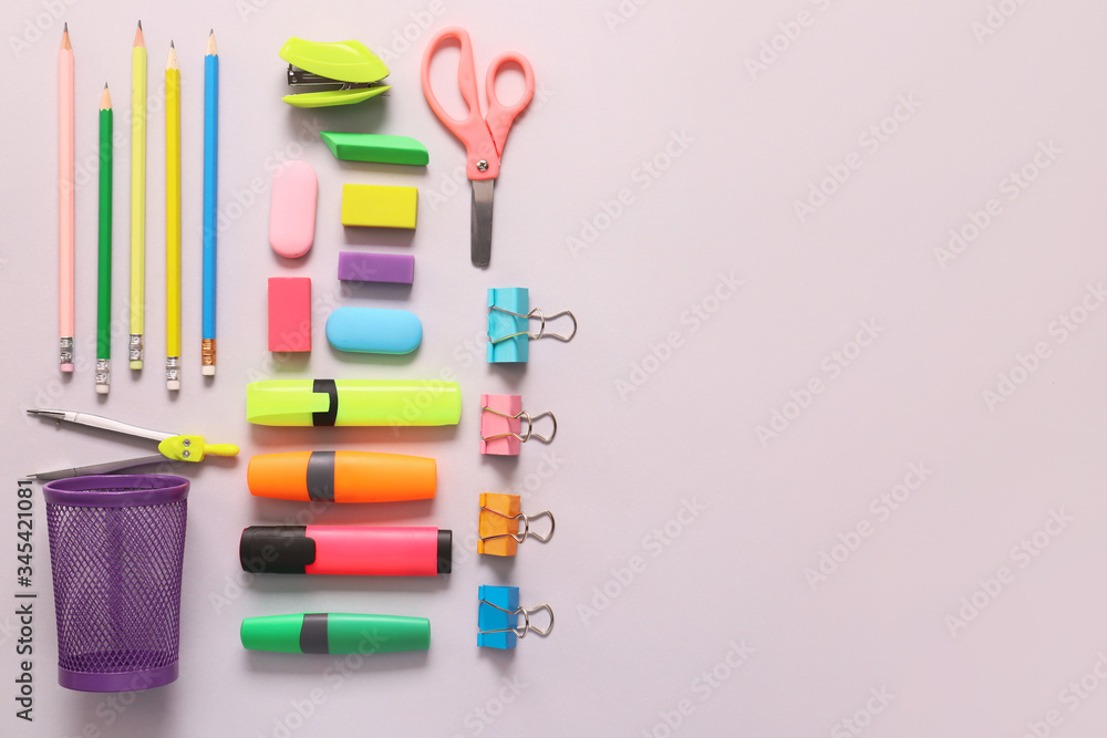 Holder with stationery on light background