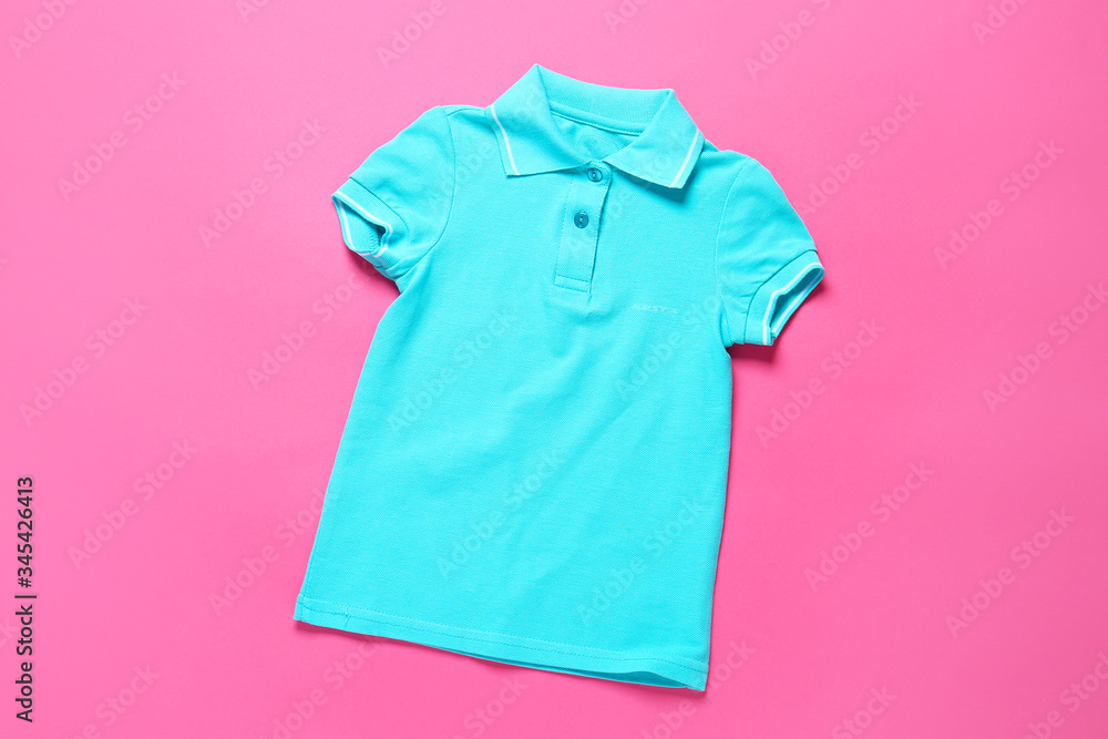 Stylish t-shirt on color background