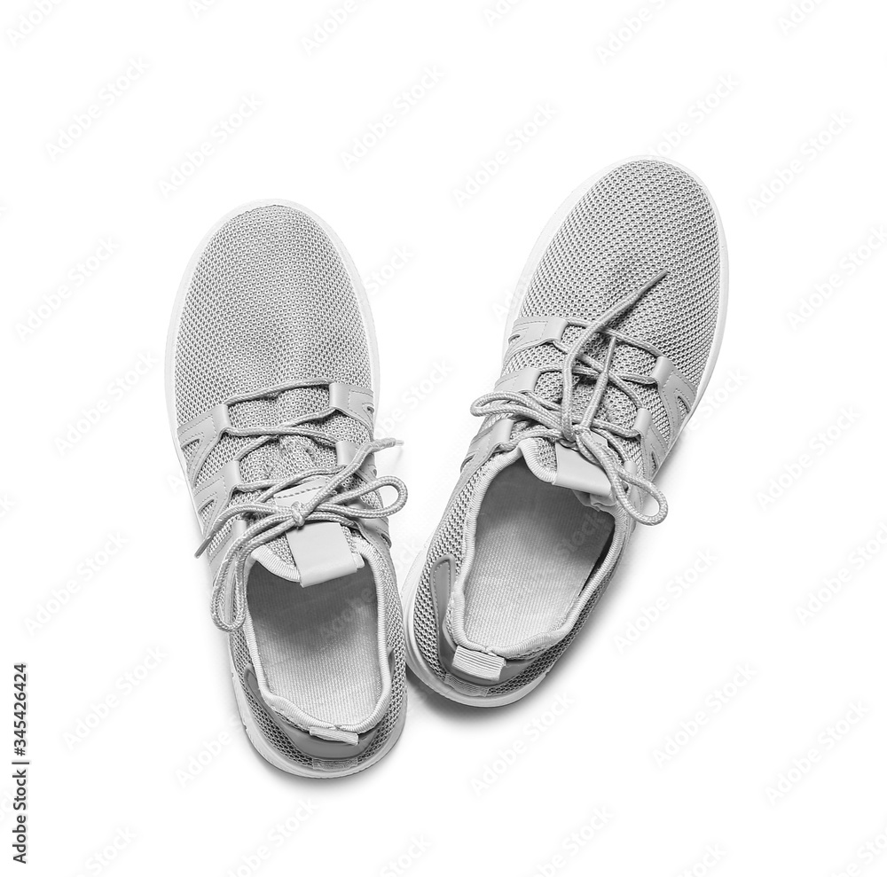 Pair of sport shoes on white background