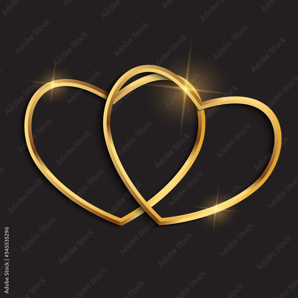 Happy Valentines Day Card with two Hearts. Vector Illustration