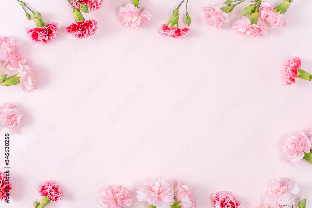 Mothers Day, Valentines Day background design concept, beautiful pink, red carnation flower bouque