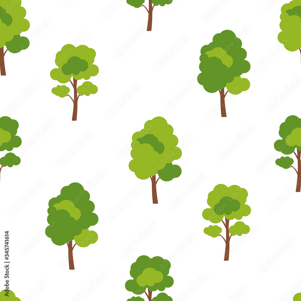 Abstract Forest Tree Seamless Pattern Background. Vector Illustration