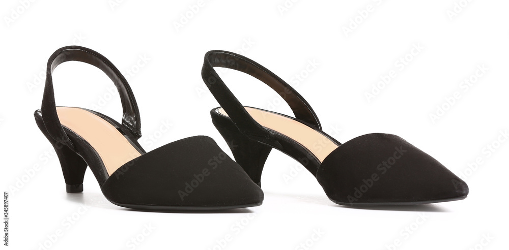 Modern female shoes on white background