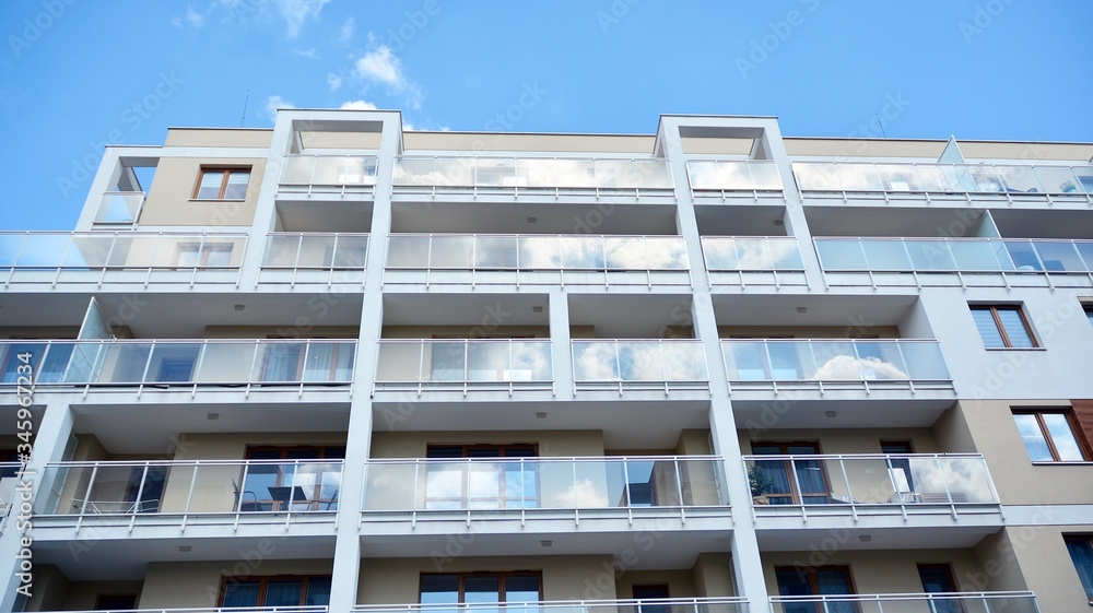 Modern European residential apartment buildings quarter. Abstract architecture, fragment of modern u