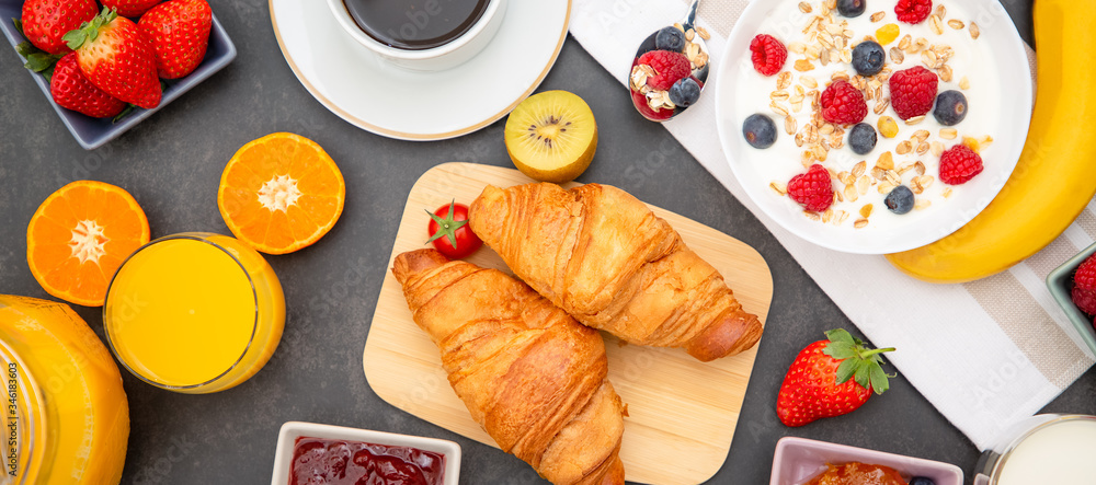 Breakfast Served in the morning with Coffee, Butter croissant and corn flakes Whole grains and raisi