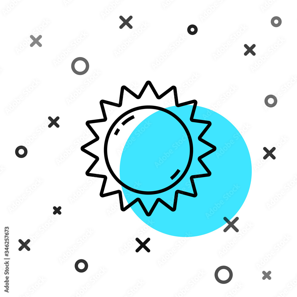 Black line Sun icon isolated on white background. Summer symbol. Good sunny day. Random dynamic shap