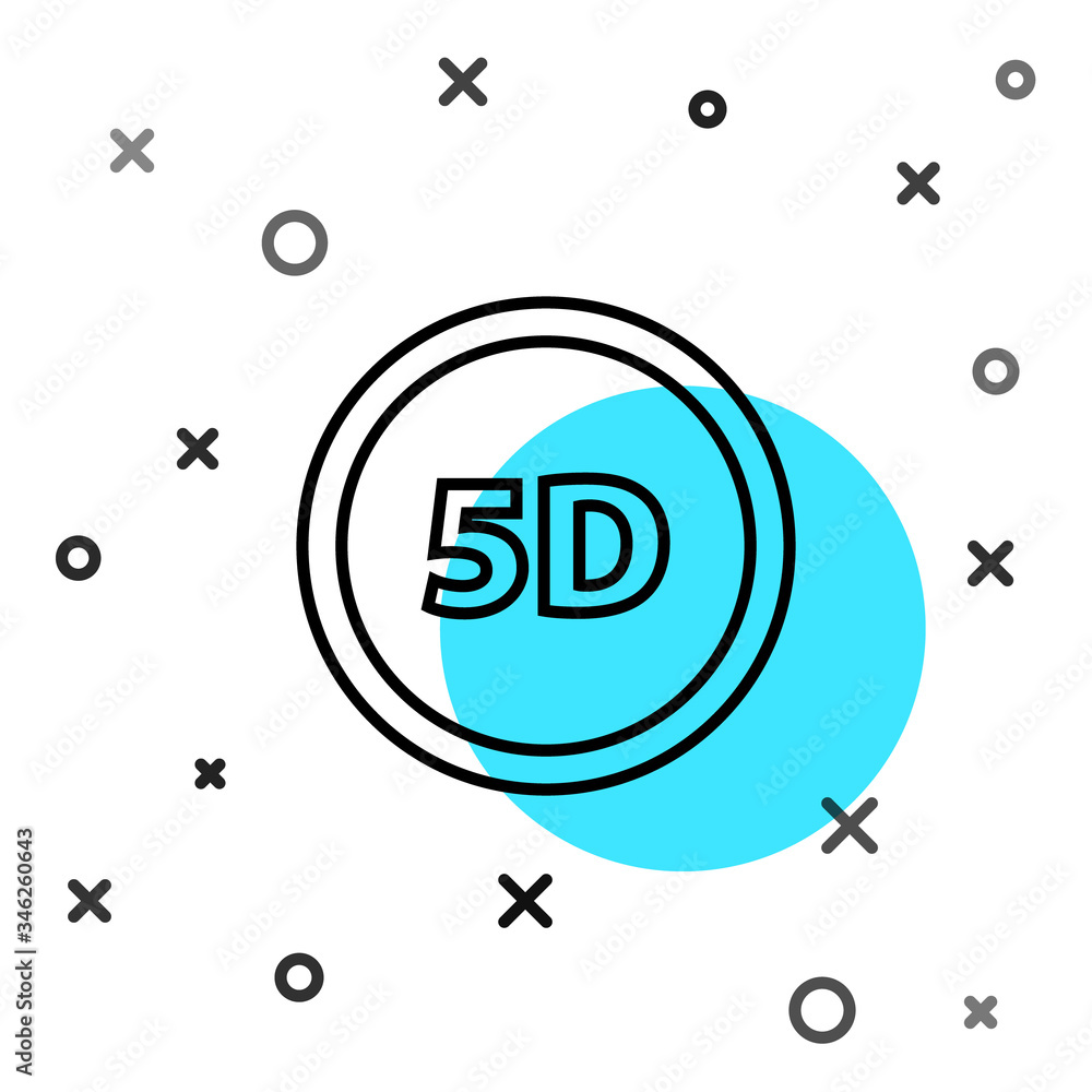 黑色线条5d虚拟现实图标隔离在白色背景上。大型三维徽标。Rando