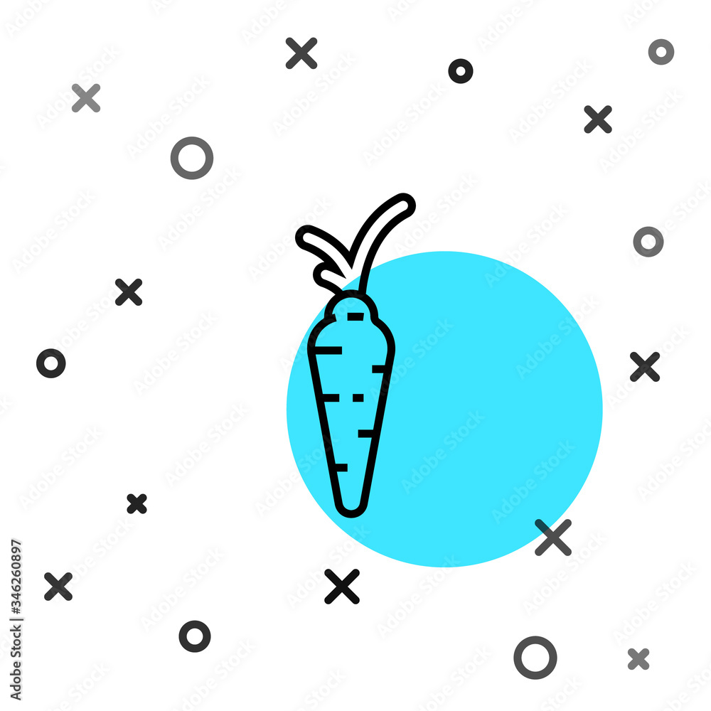 Black line Carrot icon isolated on white background. Happy Easter. Random dynamic shapes. Vector Ill