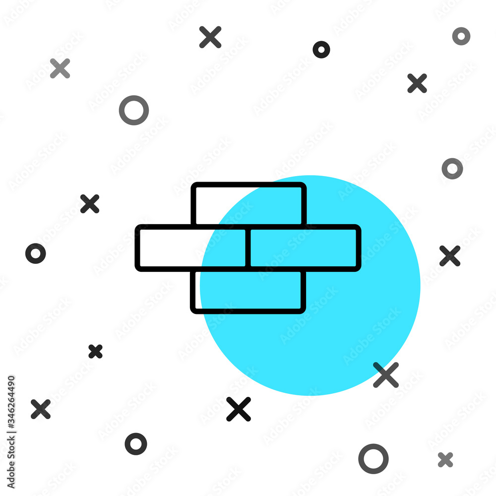 黑色线条砖图标隔离在白色背景上。随机动态形状。矢量插图
