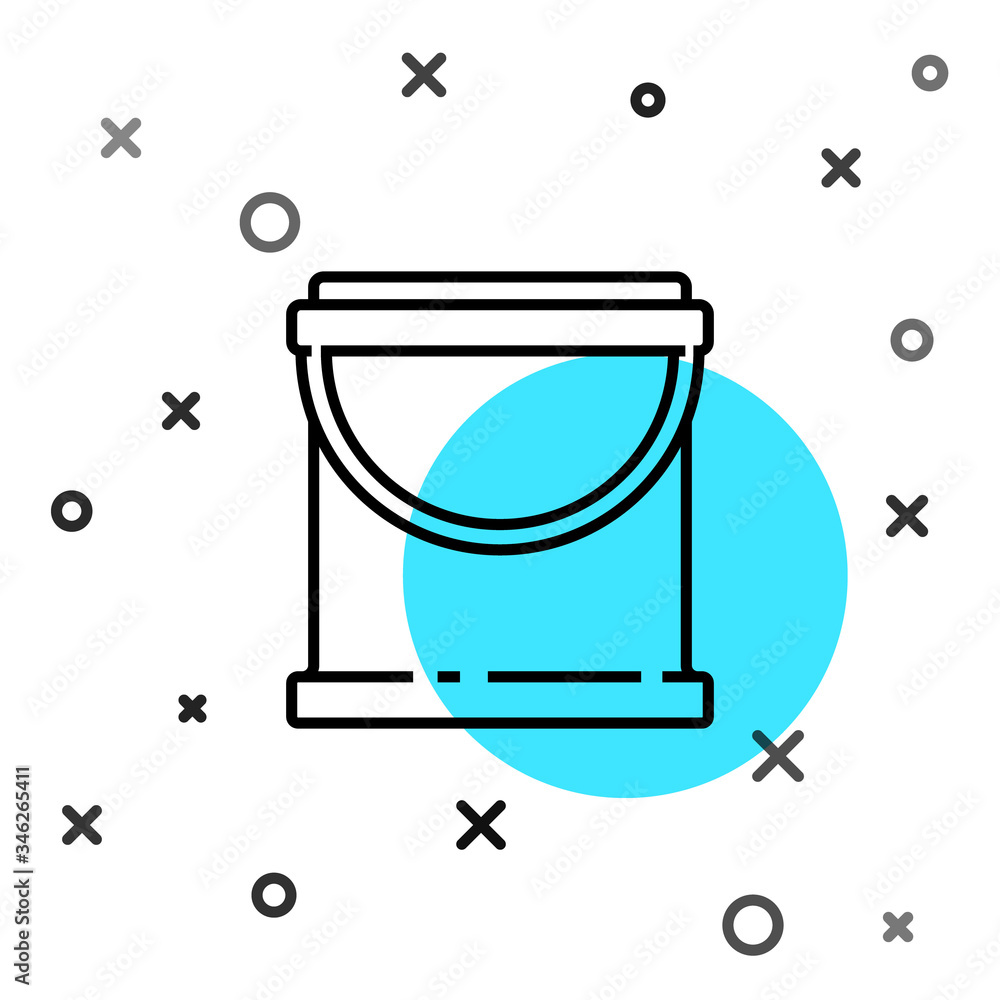 Black line Paint bucket icon isolated on white background. Random dynamic shapes. Vector Illustratio