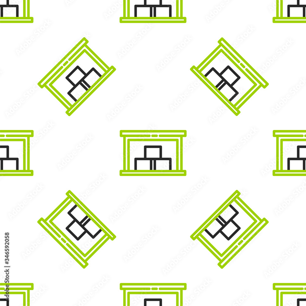 Line Warehouse icon isolated seamless pattern on white background.  Vector Illustration