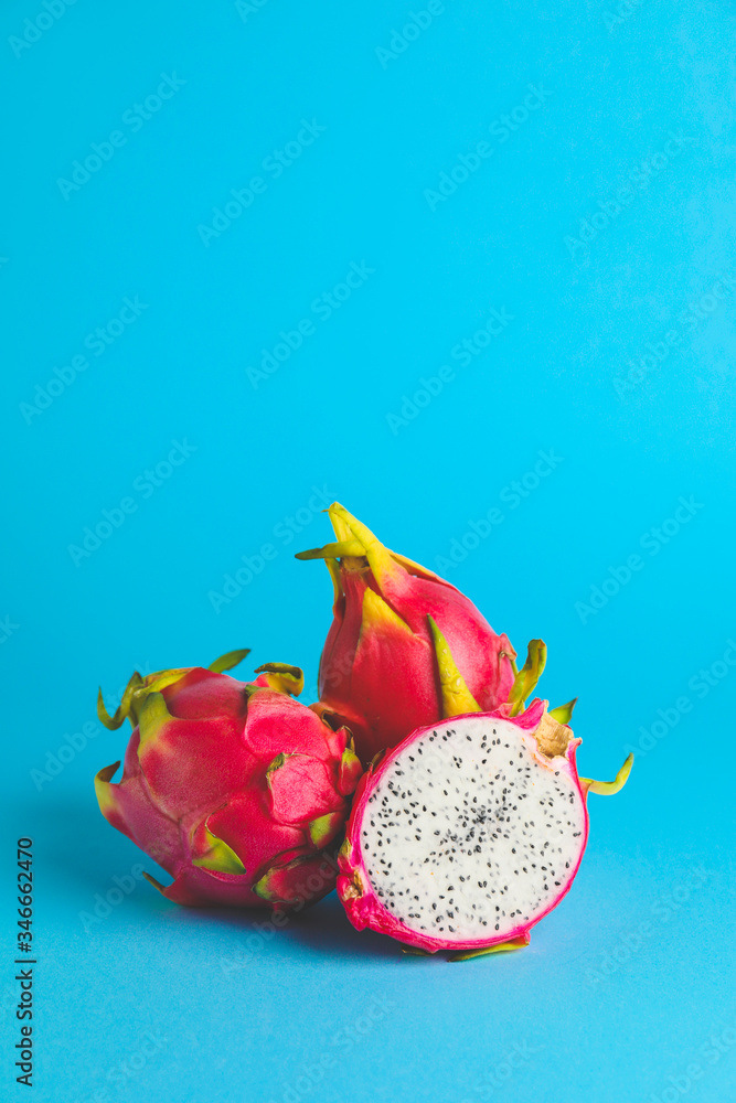 Tasty dragon fruit on color background