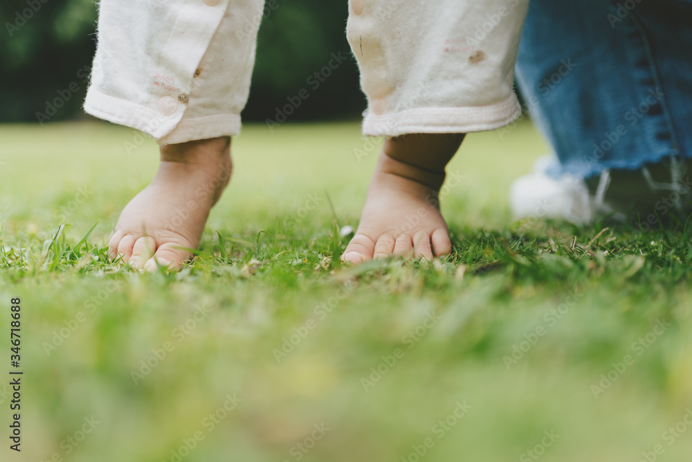 baby foot on grass