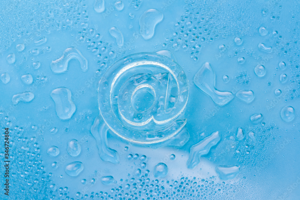 abstract E-mail on liquid bubbles for website