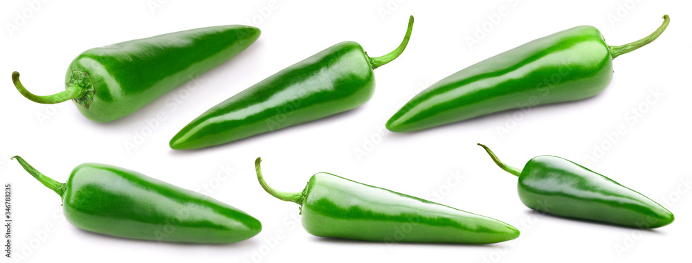 Fresh pepper chili vegetable. Сhili isolated on white background. Collection сhili with clipping pat