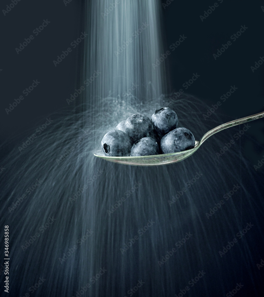 spoon of blueberries