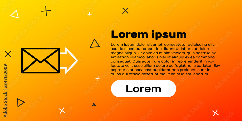黄色背景上隔离的Line Envelope图标。电子邮件字母符号。彩色轮廓conc