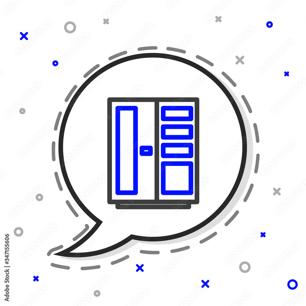 白色背景上隔离的线条衣橱图标。彩色轮廓概念。矢量插图