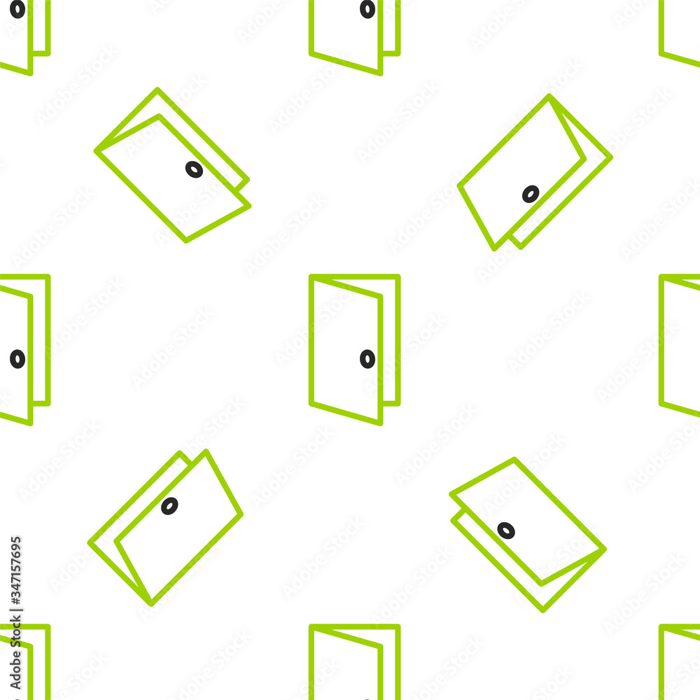 Line Closed door icon isolated seamless pattern on white background.  Vector Illustration