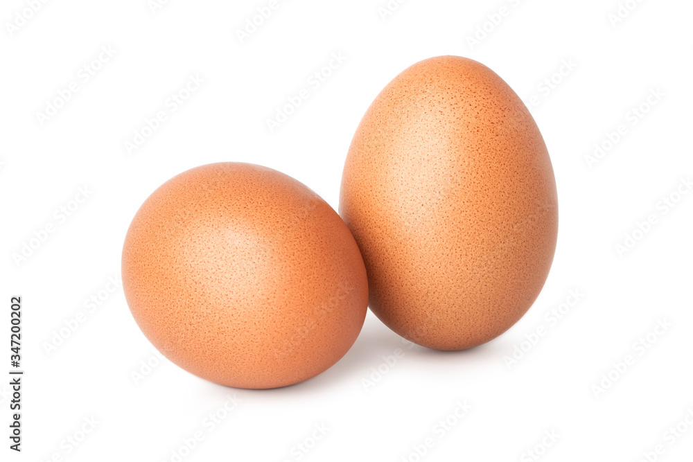 two chicken egg isolate on white background