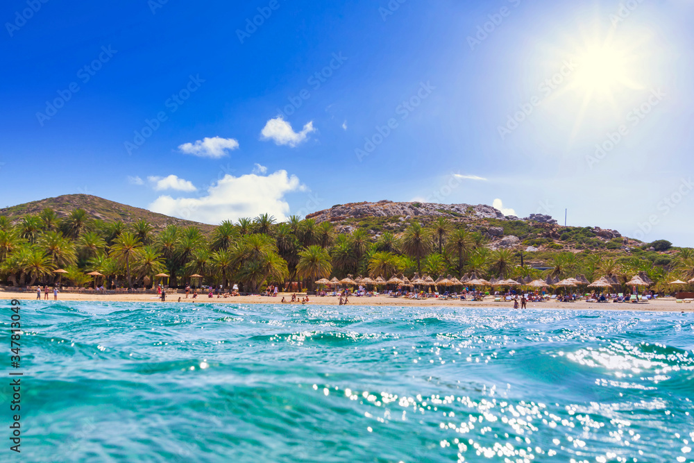 Beautiful Vai beach on Crete with the blue lagoon, Greece