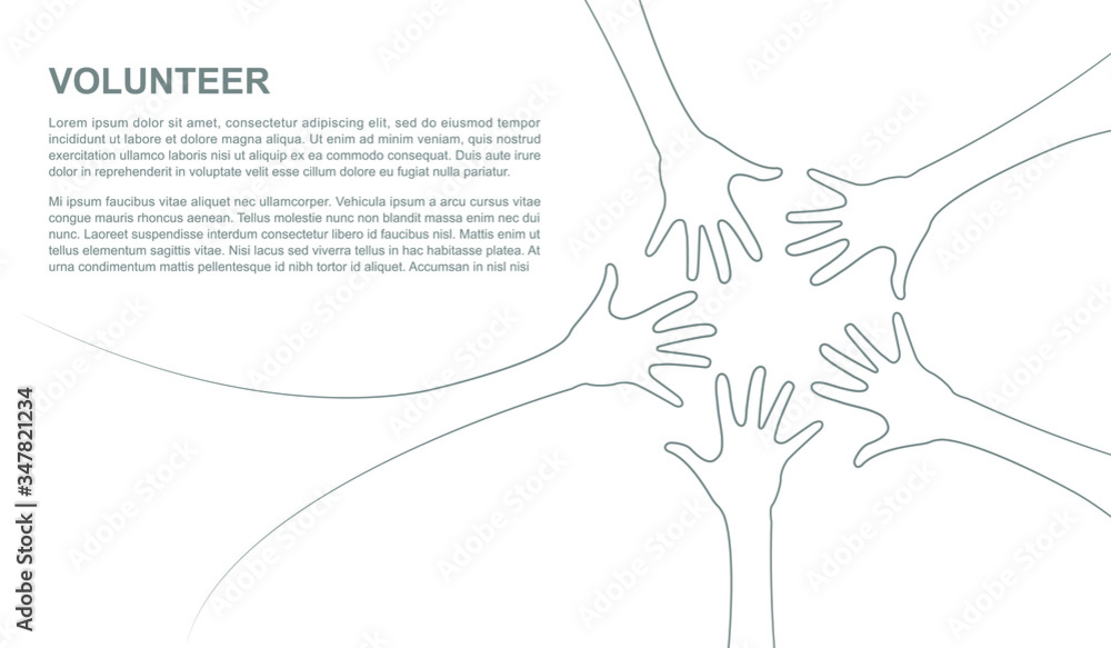 Team teamwork business join hand together concept, Power of volunteer charity work, Vector illustrat