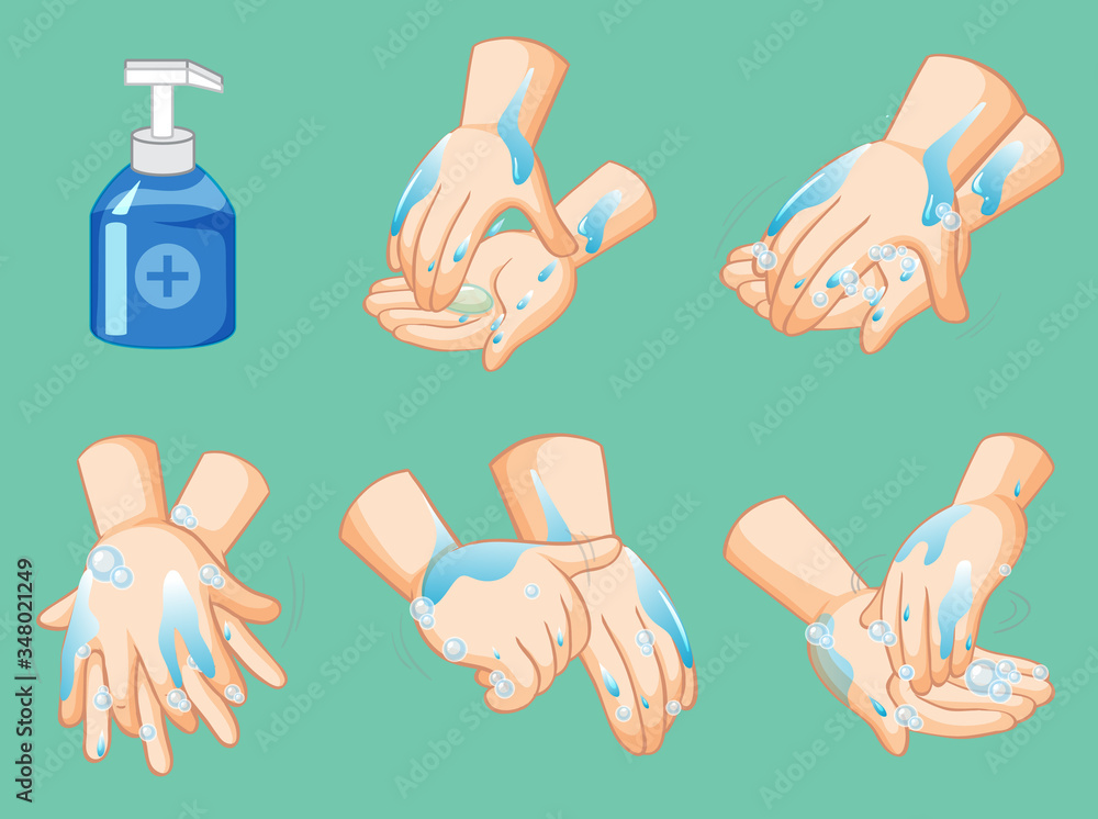 Steps of cleaning hands