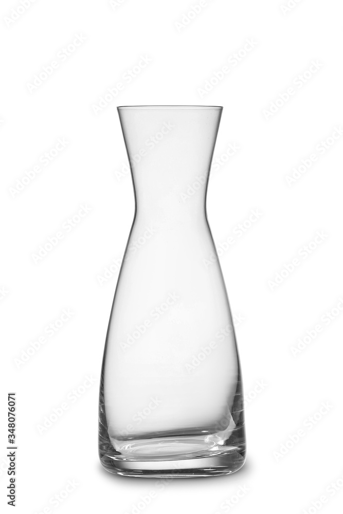 Empty decanter on white background