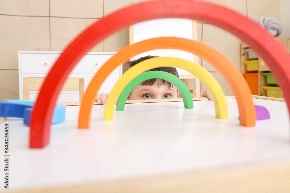 Little boy playing at home