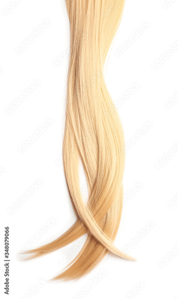 Beautiful long blonde hair on white background