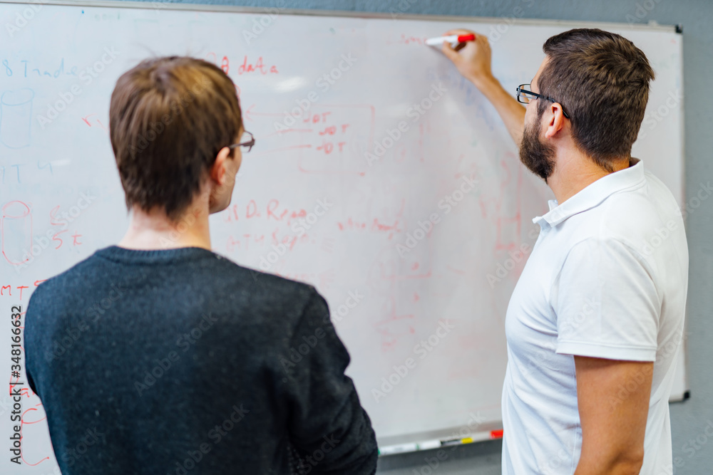 Two men working in a modern office. Achieving the best results. Two confident young men are discussi