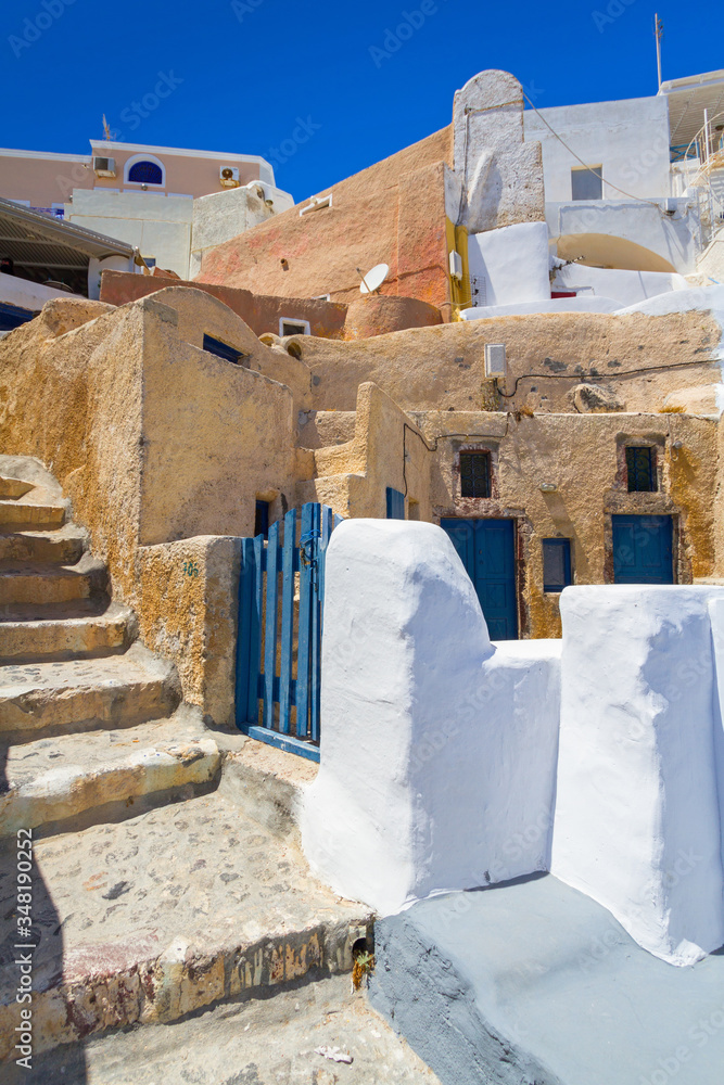 White architecture of Oia town on Santorini island, Greece