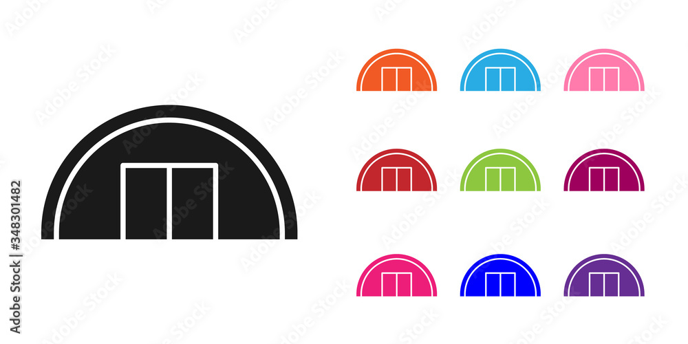 白色背景上隔离的黑色仓库图标。将图标设置为彩色。矢量